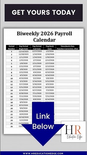 2026 Biweekly Payroll Calendar | HR Template for Payroll Planning & Pay Schedule Tracking