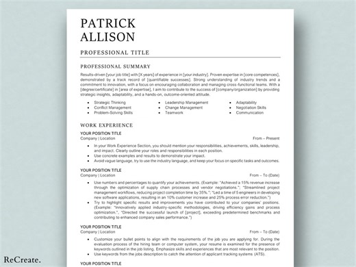 Professional 2026 Resume Template Incl. Cover Letter & Reference Template | Stand-out With a Ats-friendly and Modern Resume Design - Etsy UK