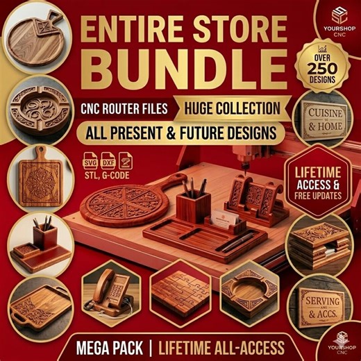 CNC Router Files Bundle – 250+ Woodworking Svg Dxf Stl Files – Commercial Use, Instant Download, Lifetime Access, 2026 Update - Etsy