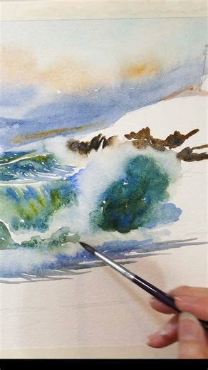 This water technique creates waves masking fluid can't #watercolor #artist