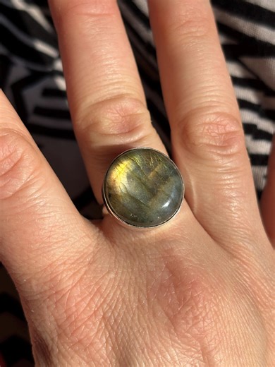 Genuine Labradorite Ring Size 8.5. 925 Silver Plated *no Filter - Etsy