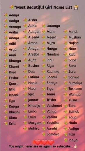 💞💐Most Popular & Beautiful Girl Names Ever ✨💐