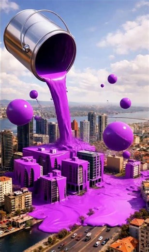 What If Purple Paint Created Bouncing Balls in the City? 🟣😳