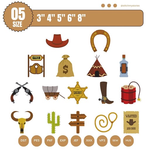 Cowboy Set Embroidery Designs, Western Themed Bundle, Machine Files (DST, PES) - Etsy