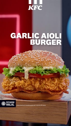 Creamy, herby, garlicky... you know Garlic Aioli Burger makes every bite anything but ordinary. | KFC | Facebook