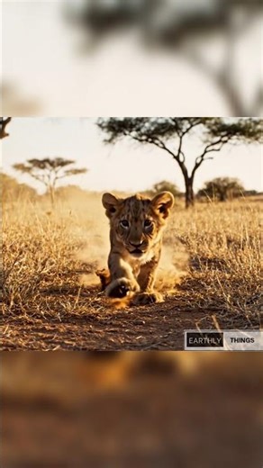 Baby lion coming to camera #wildlife #babyanimal #babylion #lion