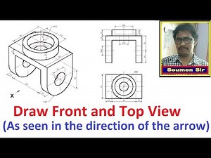 Draw FRONT VIEW and TOP VIEW of an object || Isometric to orthographic || Engineering Drawing