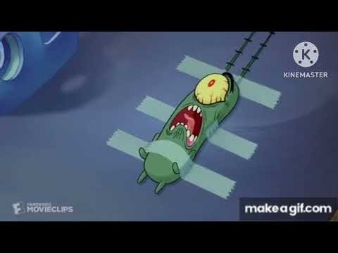 SpongeBob’s reaction after watching Plankton splitting an atom