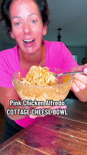 Pink Chicken Alfredo Cottage Cheese Bowl Recipe