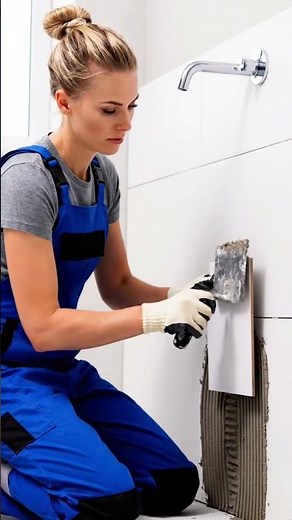 Installing new tiles over old tiles💯#tilework#tiling#tilesinstallation#flooringwork #bathroomtiles