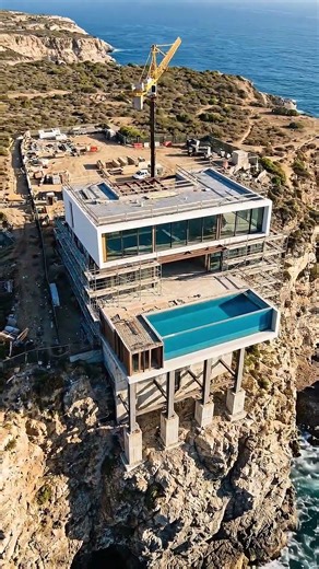 Ultra-Modern Cliffside Glass Mansion Rises Fast (Timelapse)