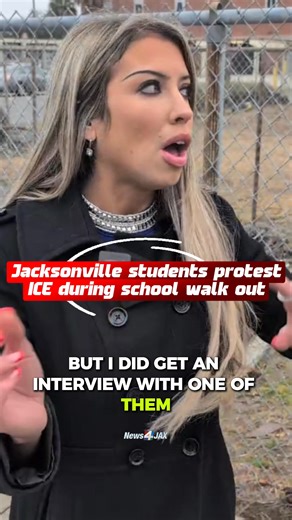Dozens of high schoolers at Paxon School for Advanced Studies in Jacksonville walked out of their lunch periods Thursday to protest Immigration and Customs Enforcement (ICE), gathering on the school’s football field with signs and chanting “ICE out.” The demonstration, which was organized through flyers circulated online, drew students during both lunch periods. The Duval County School Board sent News4JAX this statement, saying in part, "While the activity was not school-sponsored or staff-led, 