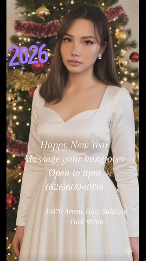 10:30am - 8pm New Years. $50 for 30 mins massage. 15470 Arrow Hwy Baldwin Park 91706. If parking gate is closed park on street and enter from our Arrow Hwy door #asianmassage #chinesemassage #massage