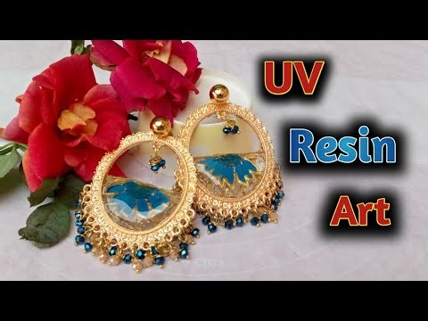 UV Resin Art for Beginners | Blue Flower Jhumka Making Tutorial