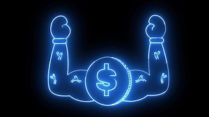 Download Animated dollar bill power icon with a glowing neon effect for free