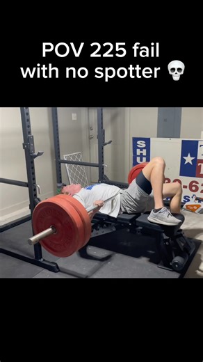 POV: 225 Bench Press FAIL #benchpress #225 #gymfails #shorts #gym #garagegym #fail