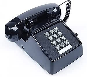 Dododuck Vintage Corded Phone for Seniors with Extra Loud Ringer for Hearing Impaired, Adjustable Volume, 80´s Old Phone Classic Design (Black)