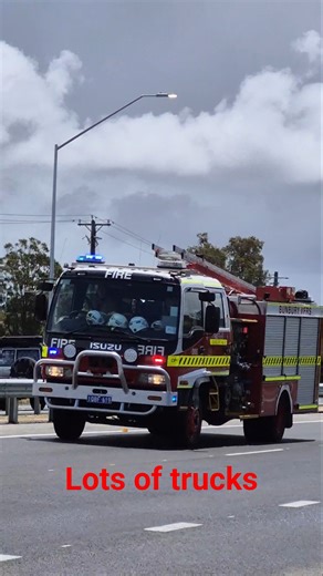 Fire trucks responding to house fire