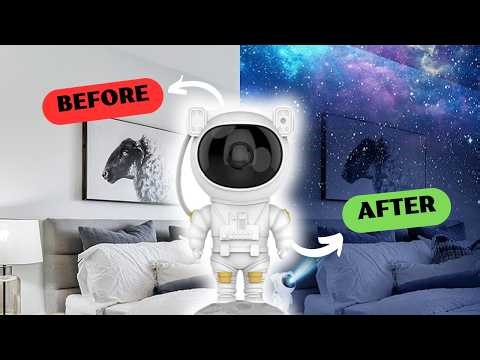 Astronaut Night Light Projector ASMR | Galaxy Ceiling Lamp