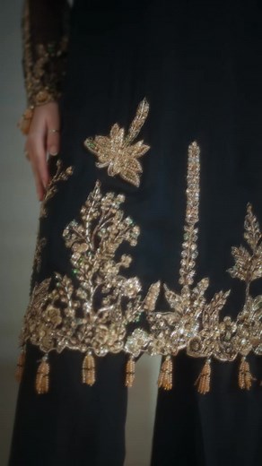 15K views · 103 reactions | Fabric: Embroidered Chiffon With Adda Work Details: 3 Piece | Available in Unstitched & Stitched | UE-417 Price: PKR 19,900/- Shop Now : https://iznikfashions.com/collections/chinon-chiffon-vol-iii A canvas of black chiffon, adorned with adda embroidery and draped with an embroidered organza dupatta. Paired with raw silk shalwar, this ensemble is the definition of effortless luxury. . . [ Iznik , Luxury , Raw Silk , Formal , Shop Now ] | Iznik | Facebook