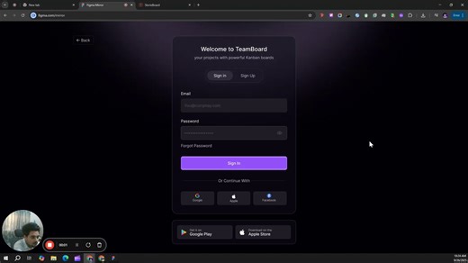 Interactive Sign In & Sign Up Page Prototyping