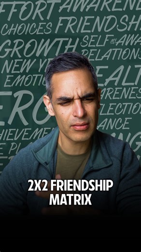 Ankur Warikoo on Instagram: "If you are an engineer, you will love this Friendship Matrix. It’s a 2x2 matrix with Effort (High or Low) on the x-axis and Value of Friendship (High or Low) on the y-axis. The Worst Friend: High effort, low value. No matter how much effort you put in, you don’t feel the friendship. Random Friends (Acquaintances): Low effort, low value. You don’t know if they are friends or not. Valuable but High Effort Friend: High effort, high value. It takes a lot of energy to mai