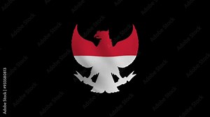 Illustration of the Garuda bird symbol with the red and white flag flying