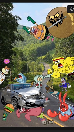 The Most Chaotic Road Scene Ever! 🤯 #spongebob