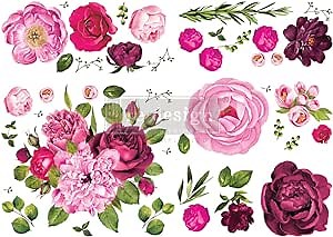 Redesign with Prima Lush Floral I Total Sheet Size 48''x35'',Cut Into 6 Sheets Furniture Transfer Bathroom Nightstands Table Decor Transfers Wall St. Patrick'S Day,Easter Decor,Great Mother Gifts