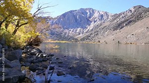 Motion Time Lapse of Alpine Lake & Golden Aspens Fall Foliage -Dolly Left-