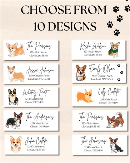 Custom Corgi Dog Return Address Stickers: Personalized Puppy Mailing Labels - Etsy