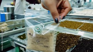 Tea Production Process in a Packing Machine at a Factory Generative AI Stock Video