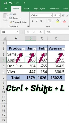 CTRL+Shift+L use in Excel #exceltipsandtricks