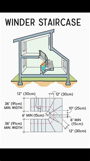 Basic Knowledge for Civil Engineering | Winder Staircase | #Shorts #Building