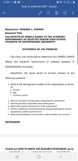 How to Write an Effective Statement of the Problem (SOP)