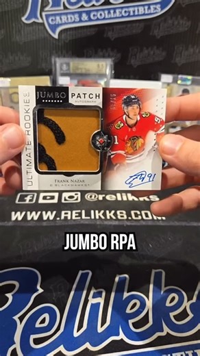 Relikks Cards & Collectibles on Instagram: "Love pulling a thicky  This box of Ultimate Collection came through with the Frank Nazar ‘Ultimate Rookies’ RPA thicc boi  Nice pull for the Squad on our most recent livestream  . . . #relikks #sportscards #hockeycards #nhl #hockey #upperdeck #franknazar #packopening #thehobby #whodoyoucollect"