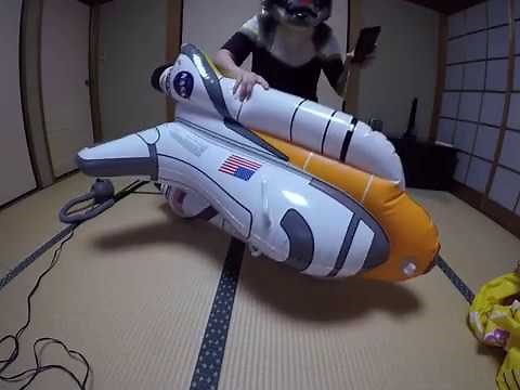 Ride on the Space shuttle pool float with some inflatables