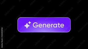 Generate AI button animation. Artificial intelligence in motion. Machine learning generation process. LLM data processing. Click for text, image generation. 4K Alpha Matte Mov Video Overlay