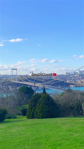 A serene view of the Bosphorus Bridge in Istanbul captured during the day.#shorts