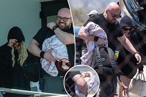 Britney Spears is joined by a creepy companion as she arrives in Mexico for vacation