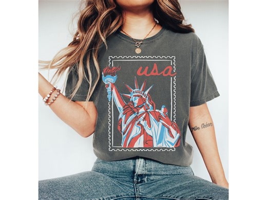 4th of July Shirt,statue of Liberty Shirt,retro Fourth of July Tshirt,trendy 4th of July Tee,america Tee,patriotic Shirts,red White and Blue - Etsy