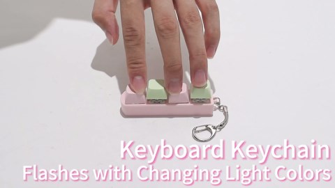 Keyboard Fidget Toy for Adults Keyboard Clicker with LED Light Keychain Fidget Stress Relief Sensory Toy