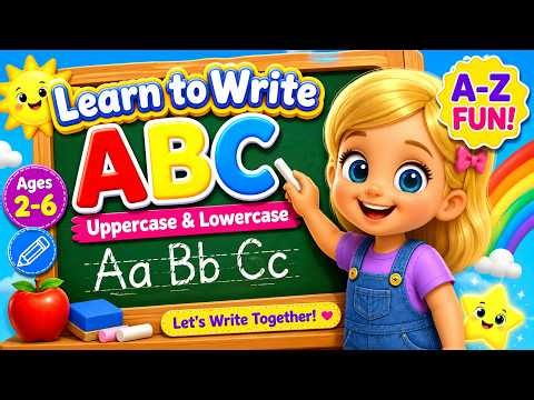 Learn to Write the ABC Alphabet ✍️| Uppercase & Lowercase Letters A–Z | Fun Handwriting for Toddlers