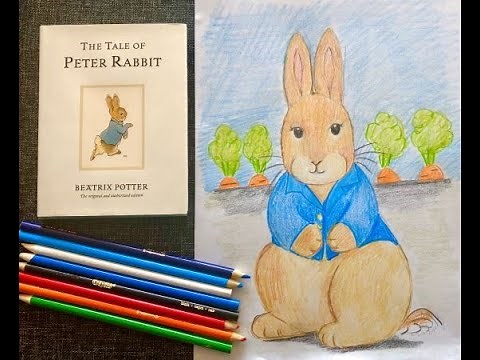 How to Draw Peter Rabbit, Colored Pencils, Art Project for Kids, Little Woods Art
