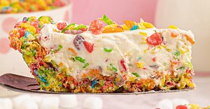 No-Bake Fruity Pebbles Cheesecake - Creamy Cheesecake with a Fruity Pebbles Crust