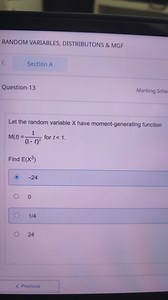 Let the random variable X have moment-generating function:M(... | Filo