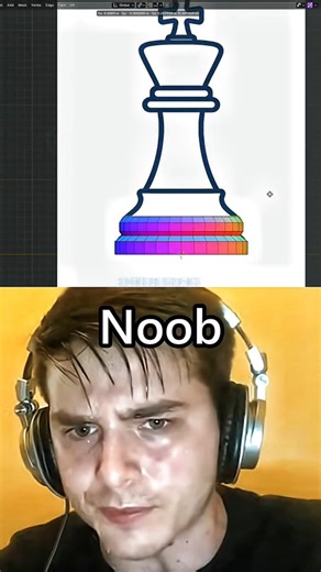 Raj 3d on Instagram: "Noob vs Pro ♟️ Chess King Modeling in Blender This is how a Chess King is modeled the right way in Blender 🧠 Using the Screw Modifier, you can turn a simple shape into a clean, professional 3D model — even as a beginner. Perfect example of ✨ non-destructive workflow ✨ clean topology ✨ beginner to pro mindset Small tools. Big difference 💡 #BlenderTutorial #BlenderForBeginner #Chess #3DModeling #Blender3D"