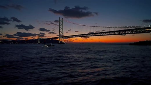 Bridge, Sea, Akashi Kaikyo Bridge. Free Stock Video