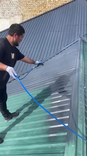 This Spray Gun Transforms an Old Metal Roof! | Amazing Roof Coating Process
