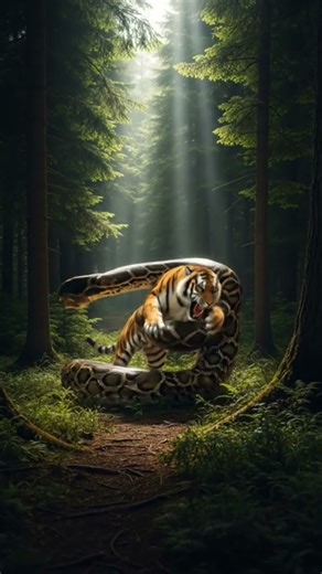 Mountain Jungle Death Match – Python vs Tiger #DreamScreenAI